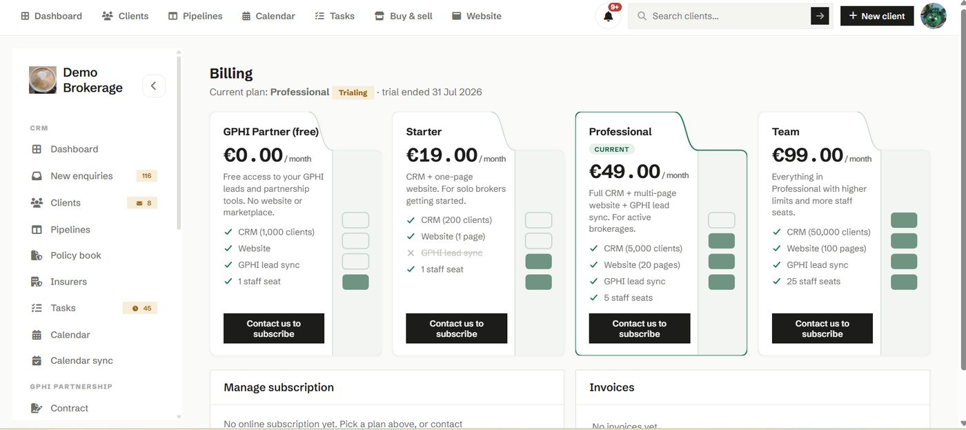 Billing in Phi CRM